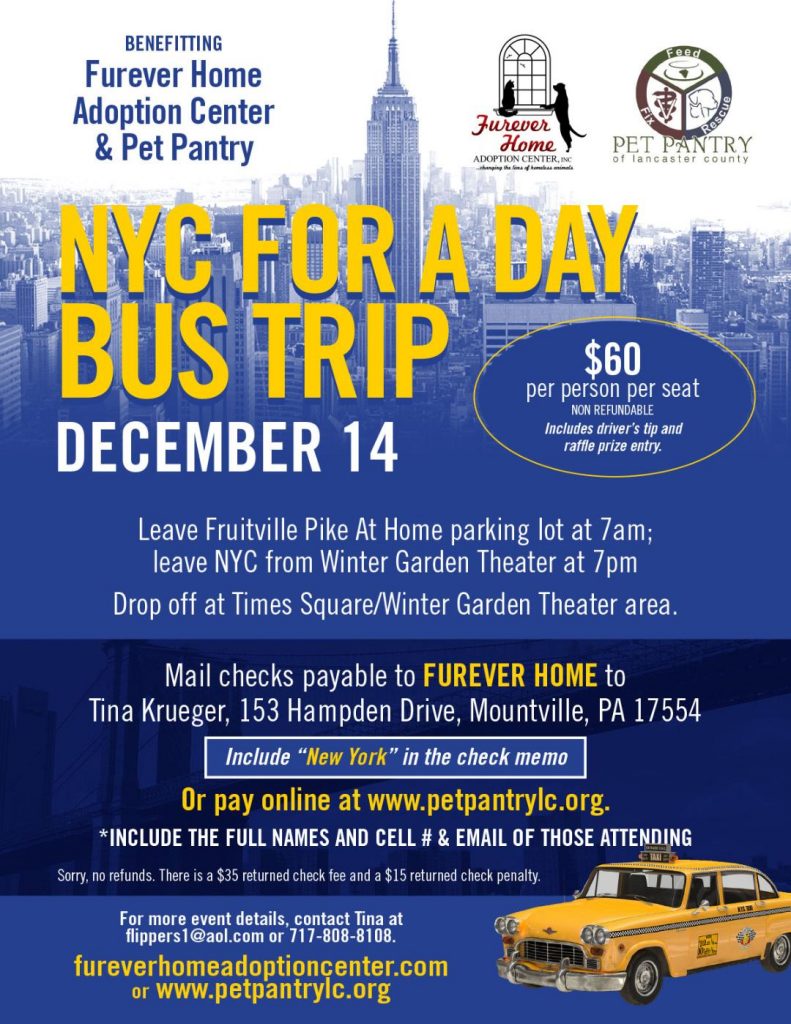 Nyc For A Day Bus Trip Benefiting Furever Home Pet Pantry